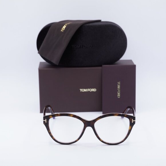 Tom Ford FT5954-B 056 Cat Eye Eyeglasses 54mm - Havana - Picture 4 of 10